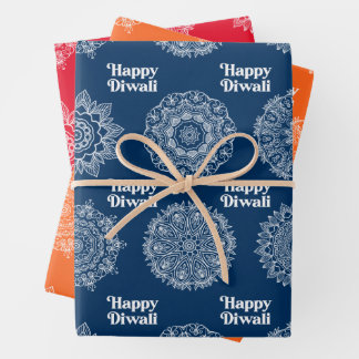 3 Diwali Rangoli Designs Wrapping Paper Sheets