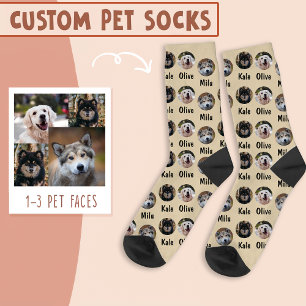 3 Dogs 3 Names Personalized Dog Photo on Daisy Socks