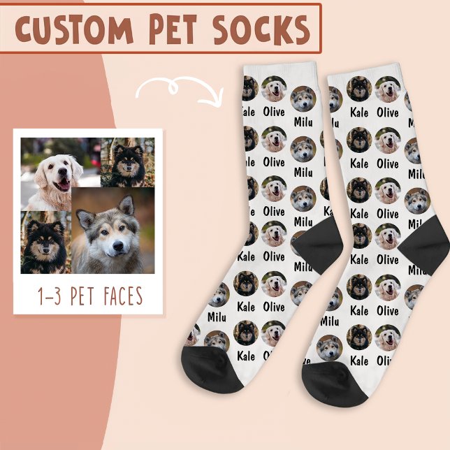 3 Dogs 3 Names Personalized Dog Photo on White Socks (Creator Uploaded)
