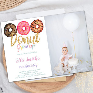 3 Donut Invitations d'anniversaire avec photo
