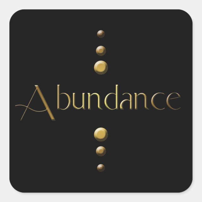 3 Dot Gold Block Abundance & Black Background Square Sticker (Front)