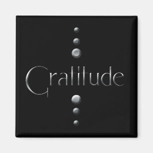 3 Dot Silver Block Gratitude & Black Background Magnet