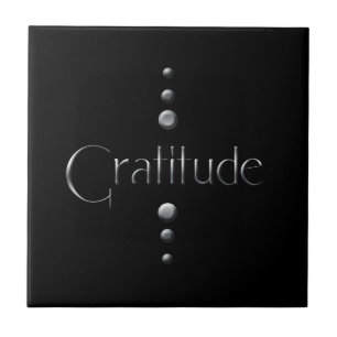 3 Dot Silver Block Gratitude & Black Background Tile
