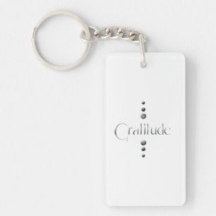 3 Dot Silver Block Gratitude Keychain