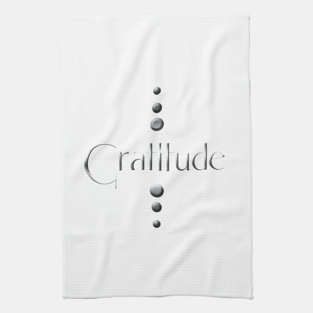 3 Dot Silver Block Gratitude Kitchen Towel (Vertical)