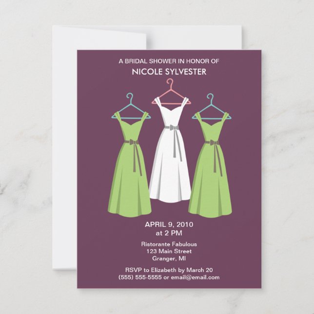 3 Dresses Bridal Shower Invitations -Wine (Front)