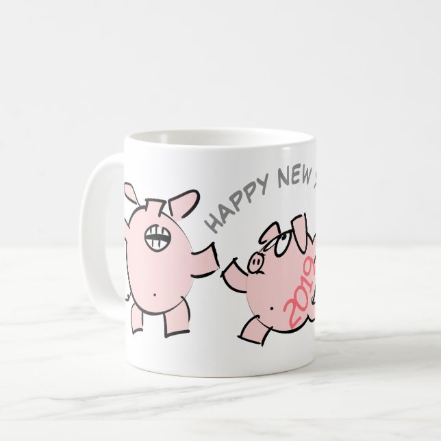 3 Drôle dessin animé année 2019 Mug 1 (Devant gauche)
