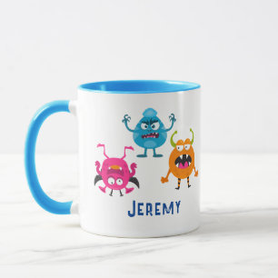 3 Drôle Monstres de dessin animé, Mug du nom de l'