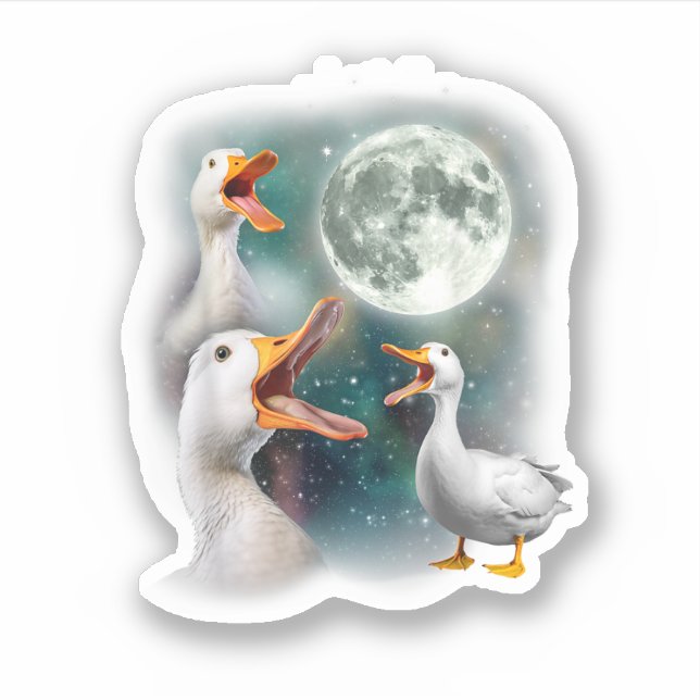 3 Ducks Howl At Moon Funny Weird Cursed Pekin Duck (Front)