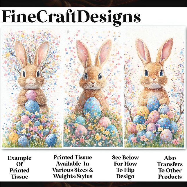 3 Easter Bunny Rabbits, Group 4 CC4 Decoupage Tissue Paper (Creator Uploaded)