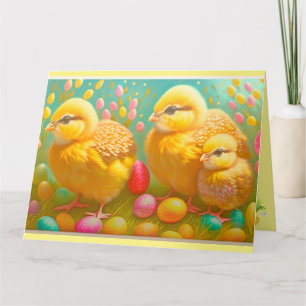 3 Easter Chicken And Eggs Collection Card
