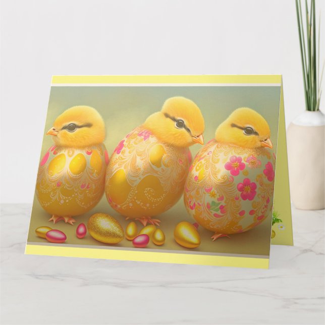 3 Easter Chicken In Eggs Collection Card (Front)