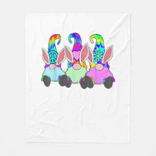 3 Easter Hippie Gnomes Tie Dye Spring Bunny Ears R Fleece Blanket