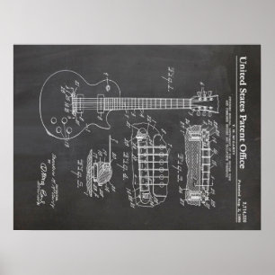 3 Electric Guitar Patent - Funny Music Lover Gift Poster