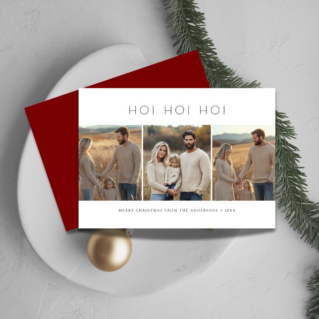 3 Enfants Photo Famille Funny Ho Ho Ho Carte de No (Créateur téléchargé)