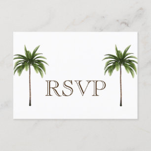 3 Entree Tropical Palm Tree Menu RSVP Wedding Card