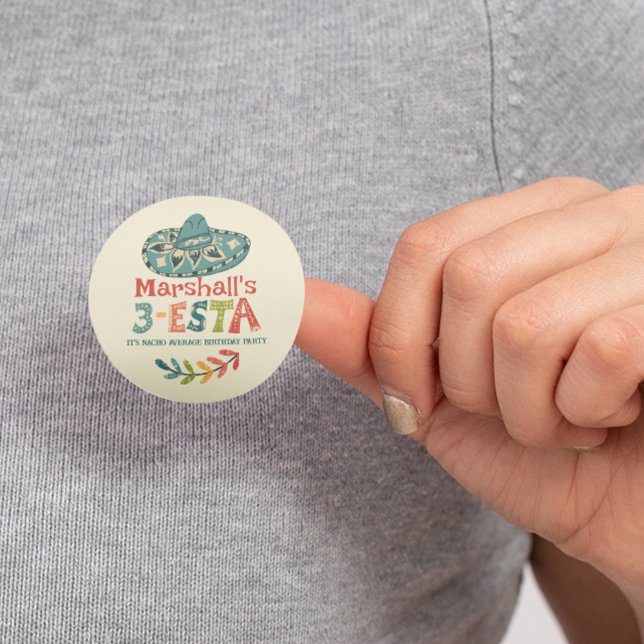 3-Esta Themed Personalized Birthday Classic Round Sticker (Creator Uploaded)