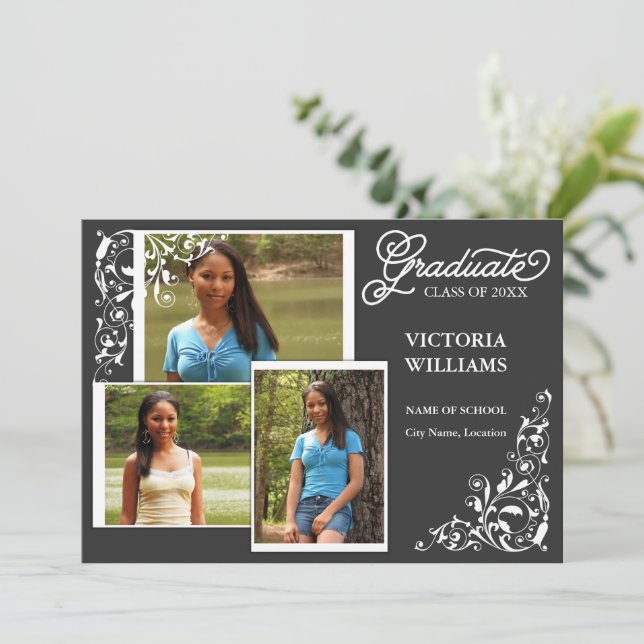 3 Faire-part de graduation photo et filaments (Debout devant)