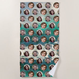 3 Family Members Photo Collage Beach Towel