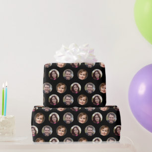 3 Family Members Photo Collage Wrapping Paper