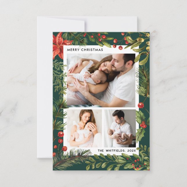 3 Family Photos Botanical Christmas Holidays (Front)