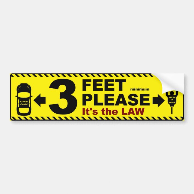 3 feet please bicycle passing safety bumper sticke sticker (Front)