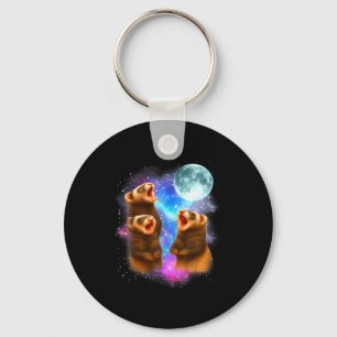 3 Ferret Moon Howling Ferrets Funny For Men, Women Keychain
