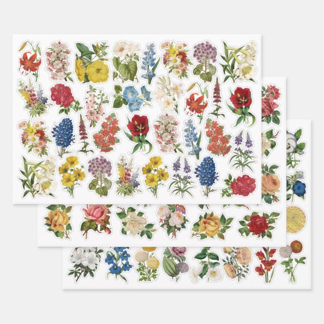 3 feuilles de collage à fleurs (Lot)
