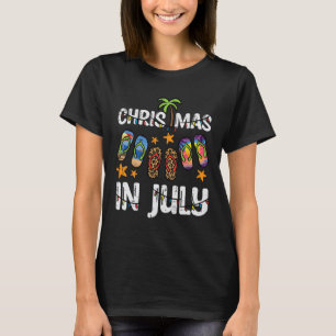 3 Flip Flops Christmas In July Summer Xmas Beach W T-Shirt