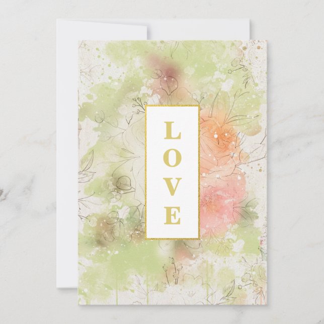 *~  3 Floral Romantic LOVE AR26 QR  RSVP Wedding I Invitation (Front)