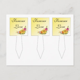 3 Flower Bouquet Wedding Cup Cake Picks Postcard