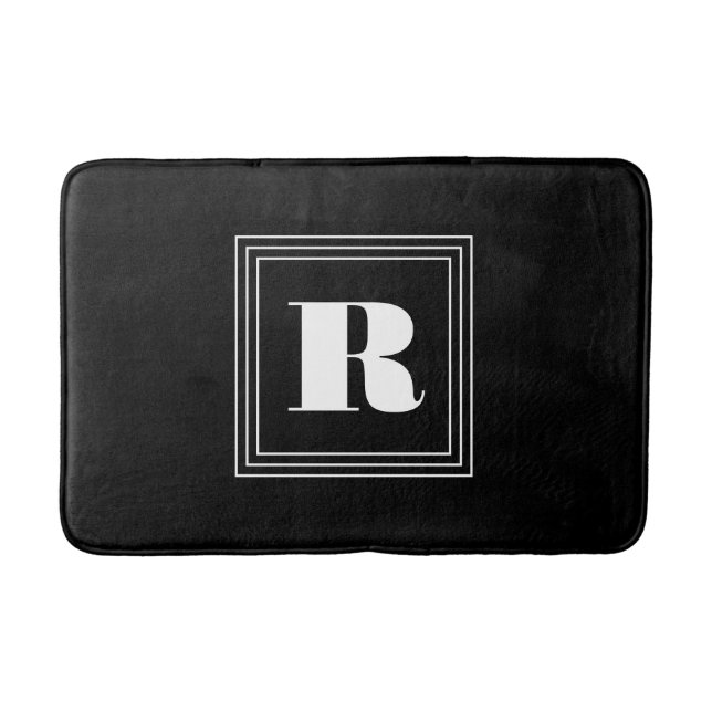 3 Frame Monogram | Black & White Bath Mat (Front)