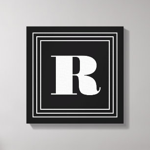 3 Frame Monogram Black & White Canvas Print