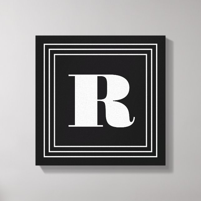 3 Frame Monogram | Black & White Canvas Print (Front)