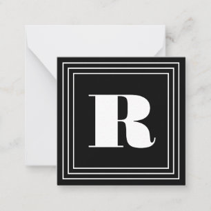 3 Frame Monogram Black & White Card