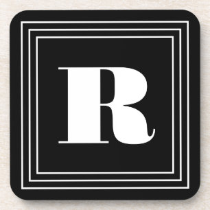 3 Frame Monogram Black & White Coaster