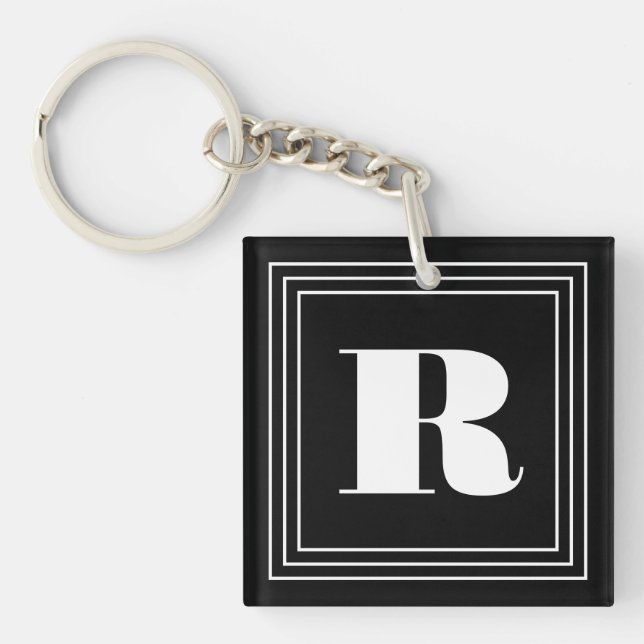 3 Frame Monogram | Black & White Keychain (Front)