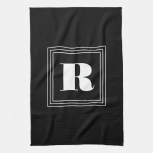 3 Frame Monogram   Black & White Kitchen Towel