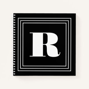 3 Frame Monogram   Black & White Notebook
