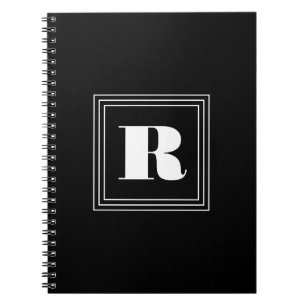3 Frame Monogram   Black & White Notebook