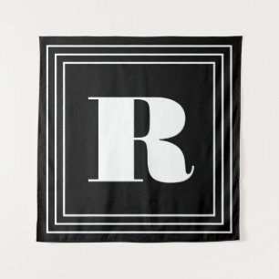 3 Frame Monogram   Black & White Tapestry