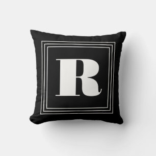 3 Frame Monogram Black & White Throw Pillow