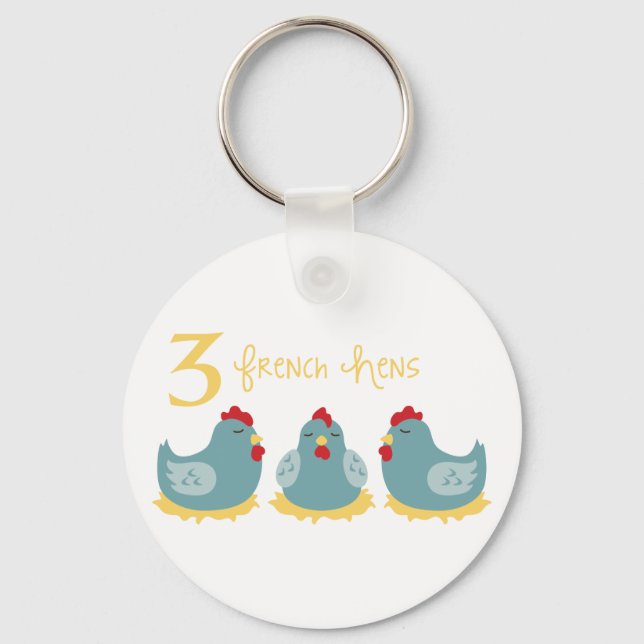 3 French Hens Keychain (Front)