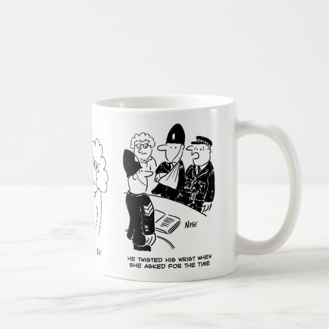 3 Funny Police Cartoons on Subject of Time Coffee Mug (Right)