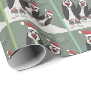 3 Funny Springy Penguins Wrapping Paper