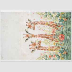 3 Giraffe Decoupage Paper Watercolor 