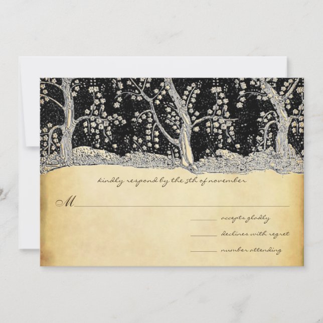 3 Gold Trees on Gold and Black Metallic Elegance Invitation (Front)