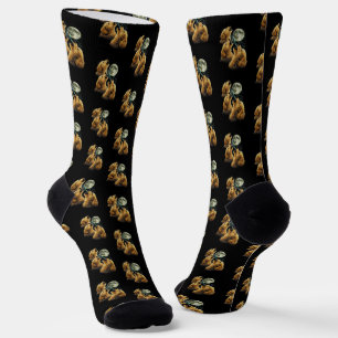 3 Golden Doodle Dogs Howling at the Moon Cute dogs Socks