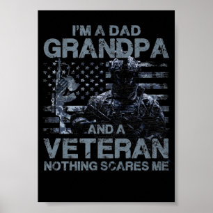 3 Grandpa Veteran Blue Navy Cerulean Grey colour Poster