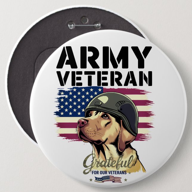 #3 Grateful for our Veterans  6 Inch Round Button (Front & Back)